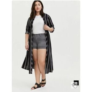 TORRID Open Front Challis Striped‎ Maxi Kimono Duster